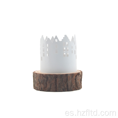 Candelador de Christams con fondo de madera